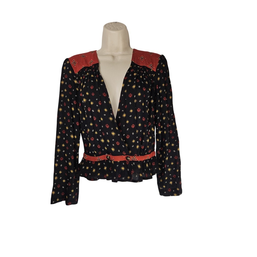 Free People Size Small rust Boho Peasant Cardigan Jacket MINT